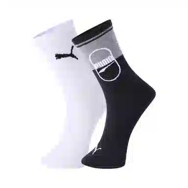 PUMA Classic Crew Socks 2-Pack Black White