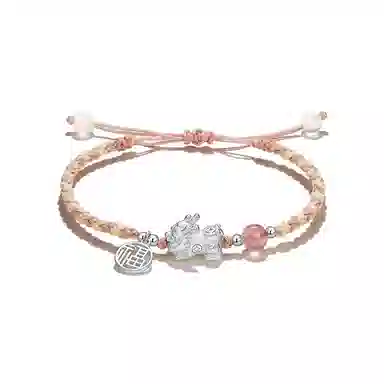 韵系 新中式貔貅福牌小众编织 玻璃 手链 女款