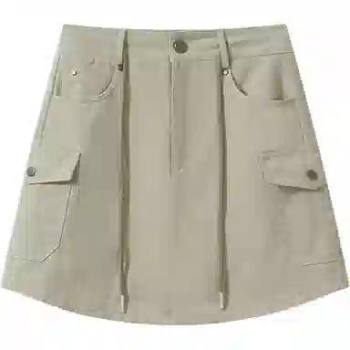 轻迎 纯色高腰修身工装短裙 女款 浅绿色