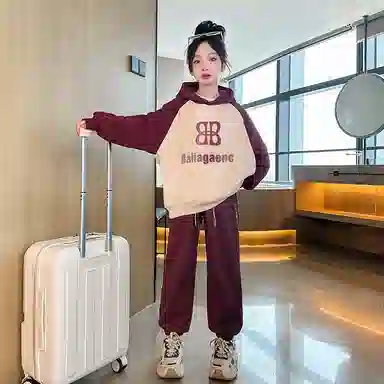 迷乐童堡 童装 加绒洋气插肩袖加厚卫衣 儿童款 咖色