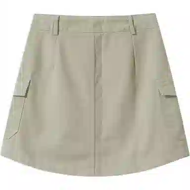 轻迎 纯色高腰修身工装短裙 女款 浅绿色