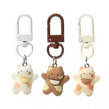 一点潮玩 萌萌围兜开心小奶猫 背包钥匙扣 可爱简约百搭 谷圈挂件