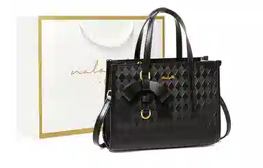 纳兰杜 女包通勤百搭大容量实用休闲女士包包 牛皮拼合成革 手提包托特包单肩包斜挎包 常规 女款 米白拼杏/子夜黑