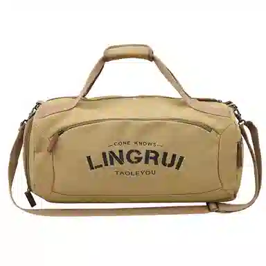 醇龙 双色健身包女单肩训练运动 帆布 旅行包 常规 男女同款情侣款 黑色/卡其色