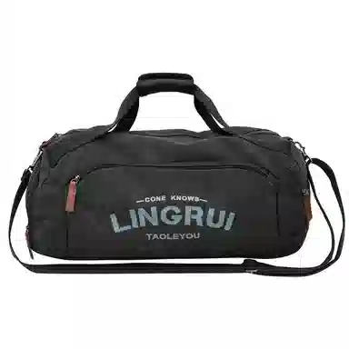 醇龙 双色健身包女单肩训练运动 帆布 旅行包 常规 男女同款情侣款 黑色/卡其色