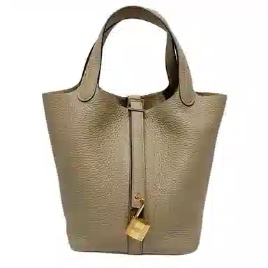 HERMES Picotin Lock 18 Taurillon Clemence 8Q BEIGE MARFA