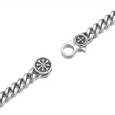 IDEAGEMER Cross Cuban Bracelet 925 Silver