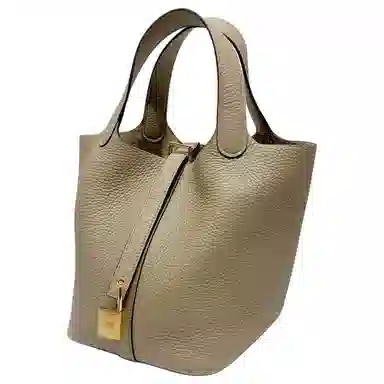 HERMES Picotin Lock 18 Taurillon Clemence 8Q BEIGE MARFA