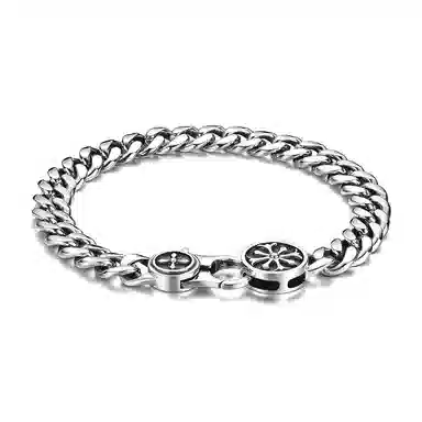 IDEAGEMER Cross Cuban Bracelet 925 Silver