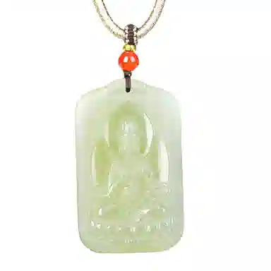 静汝玉 精致观音牌 和田玉 吊坠 男款 青白玉