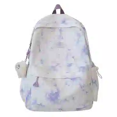 轩玺 简约韩版扎染风 超纤合成革 学生书包背包双肩包旅行包 大号 女款 黑色