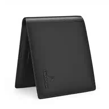 稻草人 休闲商务 纳帕纹 头层牛皮 多卡位短款钱包大钞位钱夹 常规 男款 黑色