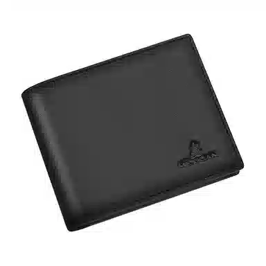 稻草人 休闲商务 纳帕纹 头层牛皮 多卡位短款钱包大钞位钱夹 常规 男款 黑色