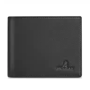 稻草人 休闲商务 纳帕纹 头层牛皮 多卡位短款钱包大钞位钱夹 常规 男款 黑色