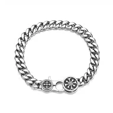 IDEAGEMER Cross Cuban Bracelet 925 Silver