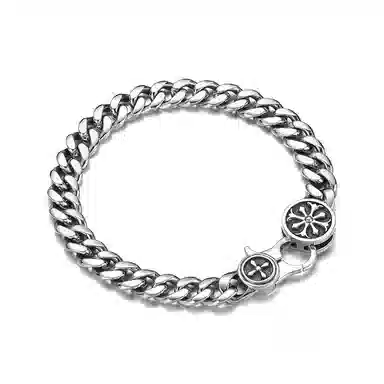 IDEAGEMER Cross Cuban Bracelet 925 Silver