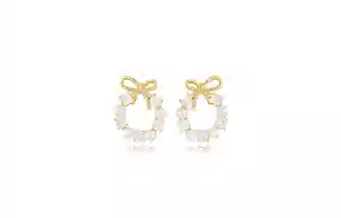 牧言 甜美可爱简约小众设计高级感 立体镂空圆环幻彩蝶梦蝴蝶结小熊耳饰套装 合金 蝴蝶圆圈耳环 女款