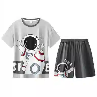 兰缪 卡通印花圆领套头短袖睡衣套装 男款