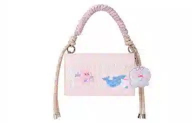 音魅 新中式时尚百搭小众设计 合成革拼织物 手提单肩斜挎包