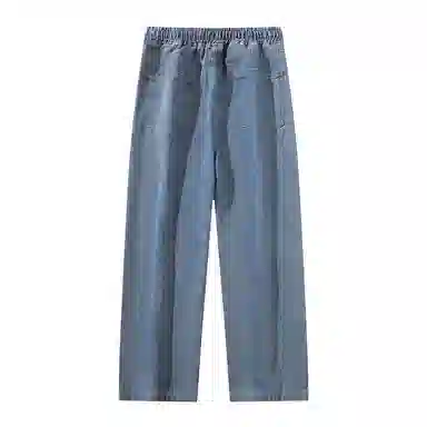 啄木鸟 复古水洗做旧抽绳宽松显瘦阔腿直筒松紧休闲牛仔裤 男女同款