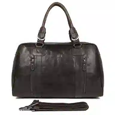 DOSRFINI Large Capacity Leather Briefcase Black Gray
