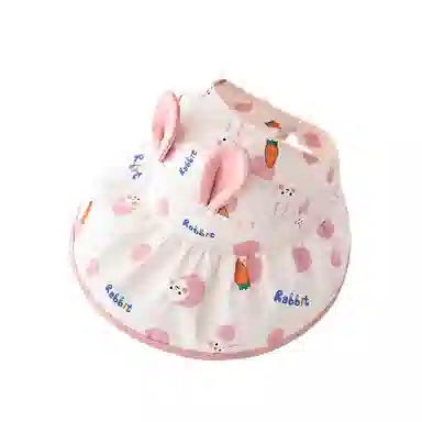 撞青春 可爱空顶小兔胡萝卜大檐遮阳夏天太阳 棉 防晒帽 儿童款