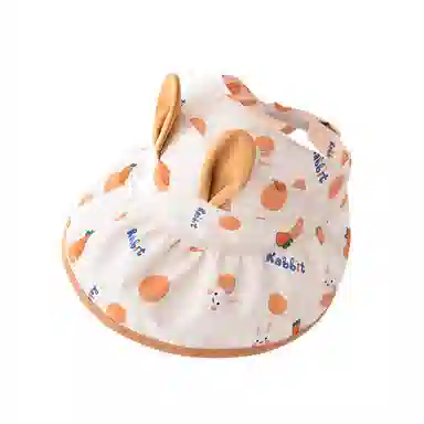 撞青春 可爱空顶小兔胡萝卜大檐遮阳夏天太阳 棉 防晒帽 儿童款