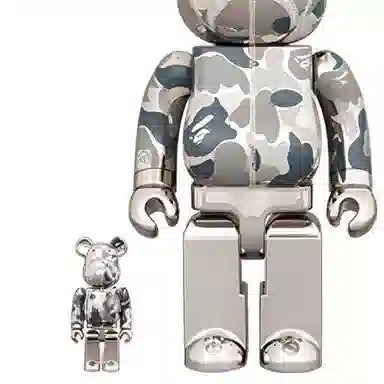 BE@RBRICK x BAPE Camo Shark Silver