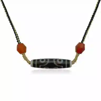 玉临门 新中式天珠藏式民族风护身吊坠佛珠 纯手工编织 七眼天珠 玛瑙 项链 男女同款情侣款 礼盒包装