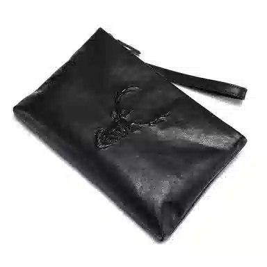 老人头 时尚鹿头百搭 牛皮 手拿包 常规 男款 黑色