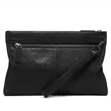 老人头 时尚鹿头百搭 牛皮 手拿包 常规 男款 黑色