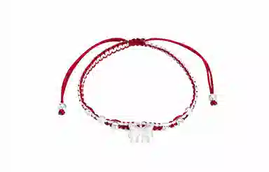 牧言 复古新中式简约小众设计高级感 立体磨砂在逃公主双色编织绳手饰 合金 蝴蝶结圆珠闺蜜手链 女款