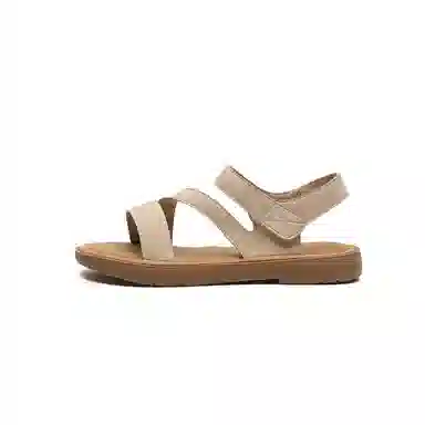 卓诗尼 合成革 百搭 复古 魔术贴 软底 沙滩凉鞋 女款 杏色