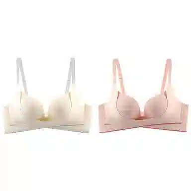 莫代尔 小胸聚拢提拉侧收无钢圈不空杯显大防下垂无痕胸罩可调节肩带文胸 女款 组合装