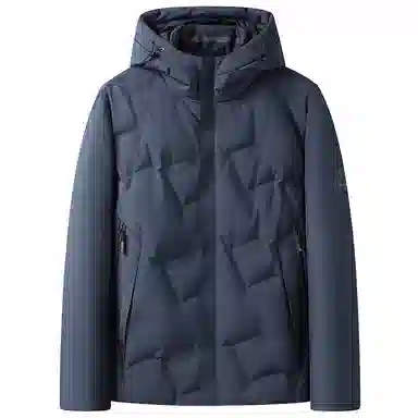 鸭鸭 休闲连帽短款经典字母印花无缝热压重磅保暖羽绒服 男款