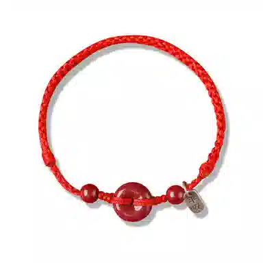 谧月珠宝 平安扣 国潮新中式 时尚复古民族风气质优雅高级感 冷淡风小众设计休闲简约转运 朱砂 玉石手链 女款