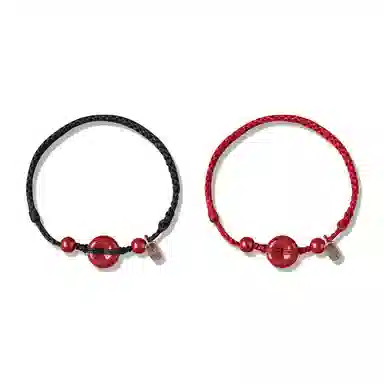 谧月珠宝 平安扣 国潮新中式 时尚复古民族风气质优雅高级感 冷淡风小众设计休闲简约转运 朱砂 玉石手链 女款