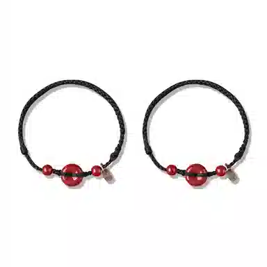 谧月珠宝 平安扣 国潮新中式 时尚复古民族风气质优雅高级感 冷淡风小众设计休闲简约转运 朱砂 玉石手链 女款