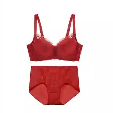 都市丽人 小胸聚拢显手掌杯透气内衣裤套装 女款 酒红