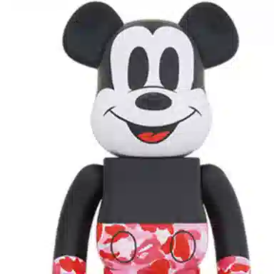 BE@RBRICK BAPE Mickey Mouse Camo Pink