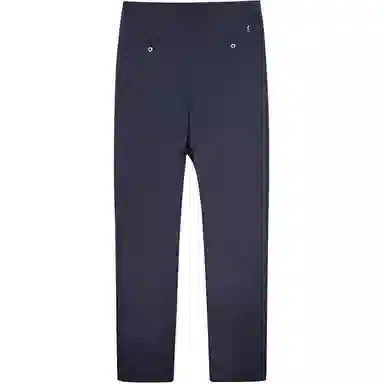 才子 纯色中腰拉链高弹直筒休闲裤 男款