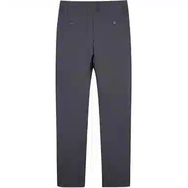 才子 纯色中腰拉链高弹直筒休闲裤 男款