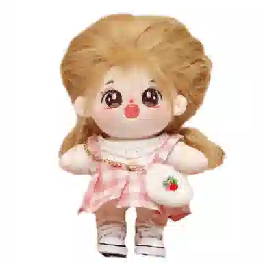 雄俊 可爱小萌棉花娃娃百变造型 带骨架换装小裙子超萌表情编发小女孩萝莉田园风 玩偶 毛绒公仔