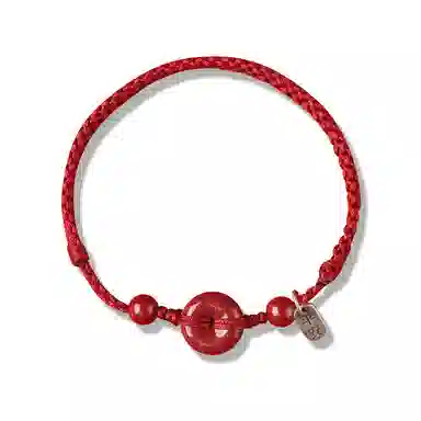 谧月珠宝 平安扣 国潮新中式 时尚复古民族风气质优雅高级感 冷淡风小众设计休闲简约转运 朱砂 玉石手链 女款