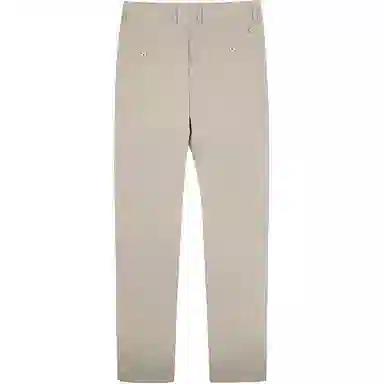 才子 纯色中腰拉链高弹直筒休闲裤 男款