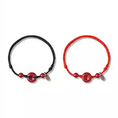 谧月珠宝 平安扣 国潮新中式 时尚复古民族风气质优雅高级感 冷淡风小众设计休闲简约转运 朱砂 玉石手链 女款