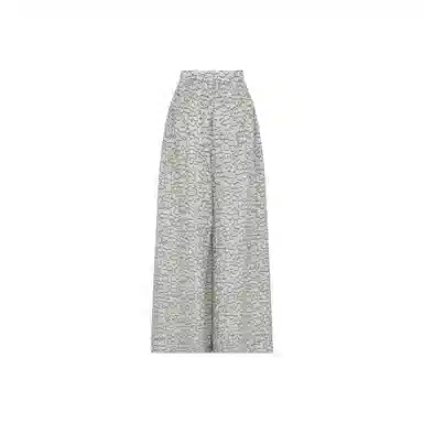 美洋 花纱色织涂鸦手绘慵懒宽松阔腿休闲裤 女款 米色