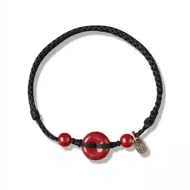 谧月珠宝 平安扣 国潮新中式 时尚复古民族风气质优雅高级感 冷淡风小众设计休闲简约转运 朱砂 玉石手链 女款