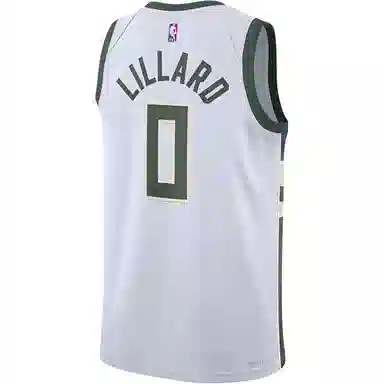 Nike NBA Lillard Bucks Jersey White