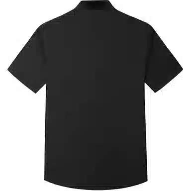 才子 修身翻领纯色短袖衬衫 男款 黑色